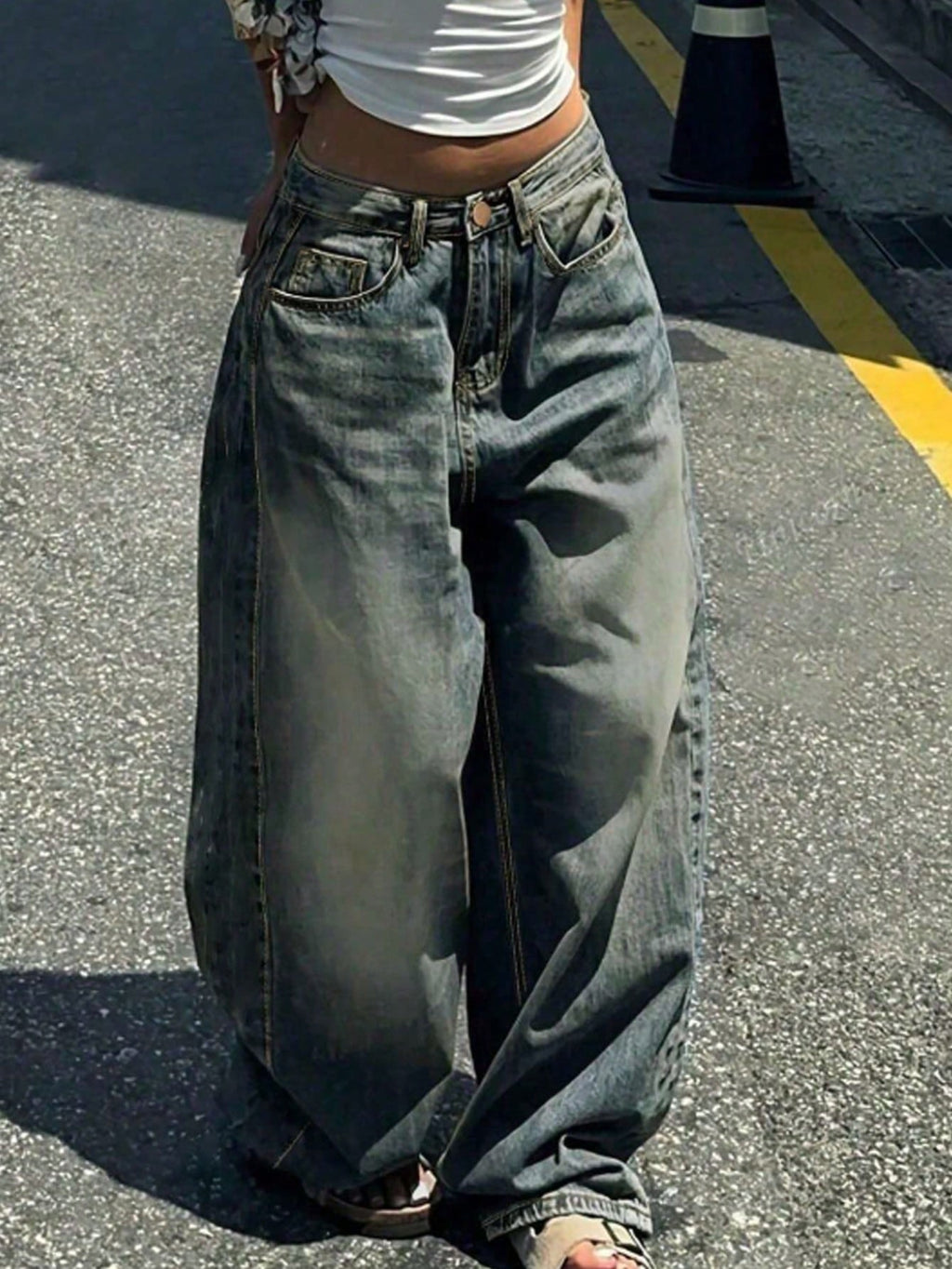 Fashion Straight Leg Wide Leg Casual Jeans