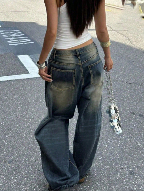 Fashion Straight Leg Wide Leg Casual Jeans