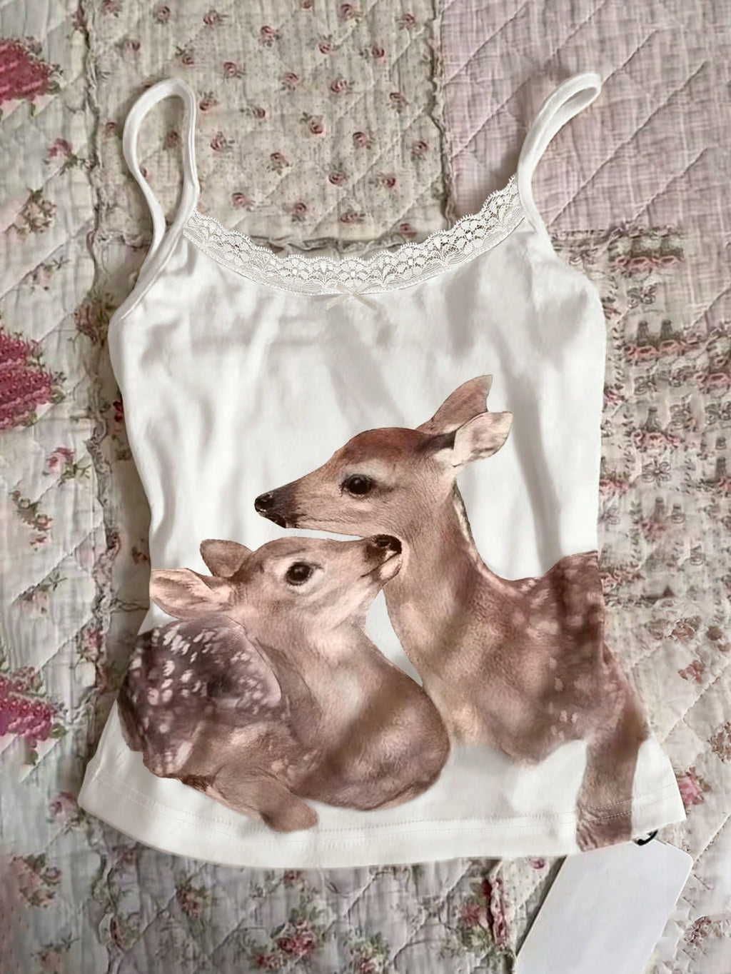 Women's Lace Patchwork Animal Print Casual Camisole Top