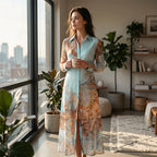 Women's Elegant Retro Print Maxi Dress