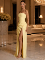 Strapless Ruched Draped Maxi Dress – Flattering Fit for All Sizes