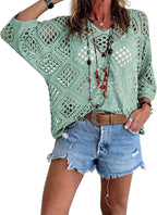 ❤️Womens Bohemian-Inspired Beige Crochet Top With V-Neck