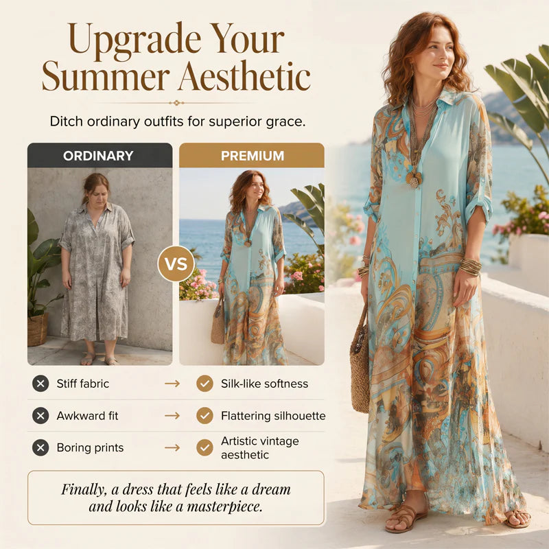 Women's Elegant Retro Print Maxi Dress