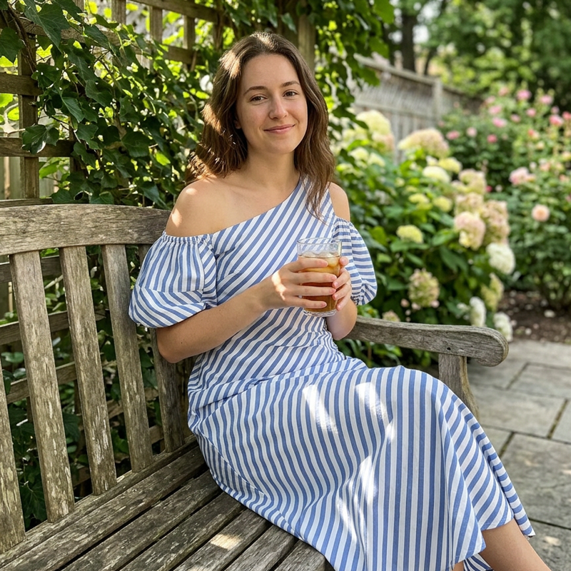 👗✨ Women's Striped Off Shoulder Dress – Elegant, Flowy, Summer Chic 🌊