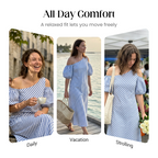 👗✨ Women's Striped Off Shoulder Dress – Elegant, Flowy, Summer Chic 🌊