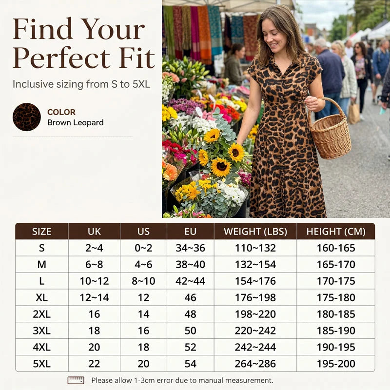 Women's Elegant Leopard Print Lapel Dress